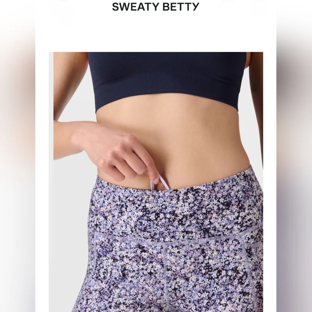 Sweaty Betty Power Cropped Workout Leggings Floral  Purple Meadow Print - Picture 4 of 14